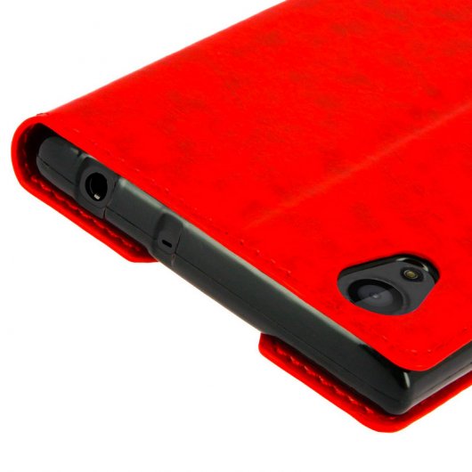 Avizar Funda Libro con Doble Ventana Roja para Sony Xperia L1