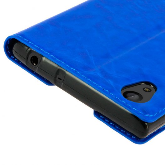 Avizar Funda Libro con Doble Ventana Azul para Sony Xperia L1