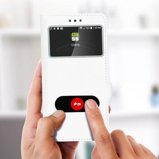 Avizar Funda Libro con Doble Ventana Blanca para Sony Xperia XZ2 Compact