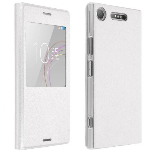 Avizar Funda Libro con Ventana Blanca para Sony Xperia XZ1