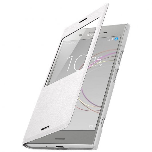 Avizar Funda Libro con Ventana Blanca para Sony Xperia XZ1
