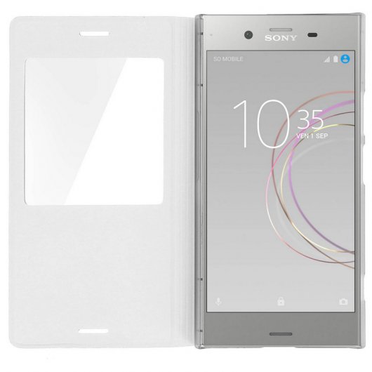 Avizar Funda Libro con Ventana Blanca para Sony Xperia XZ1