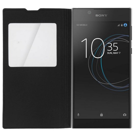 Avizar Funda Libro con Ventana Negra para Sony Xperia L1