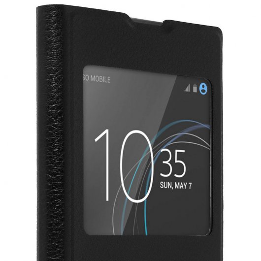 Avizar Funda Libro con Ventana Negra para Sony Xperia L1