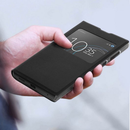 Avizar Funda Libro con Ventana Negra para Sony Xperia L1