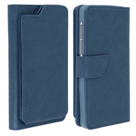 Avizar Funda Cartera Azul Oscuro para Smartphones de 5.5" a 6"