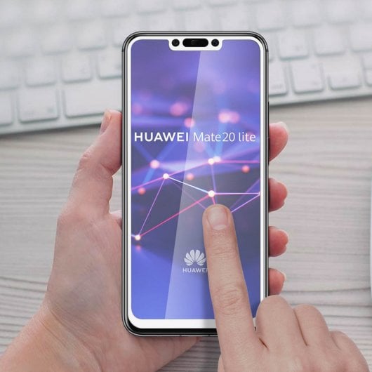 Avizar Tempered Glass Protector Weißer Rand für Huawei Mate 20 Lite