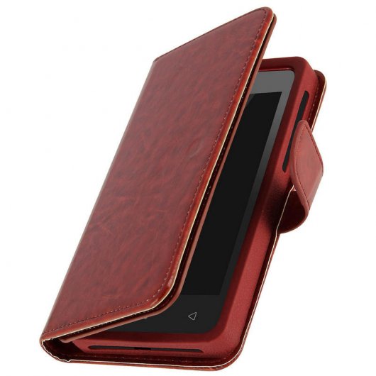 Avizar Funda Billetera Marrón para Smartphones 4.3" a 4.7"