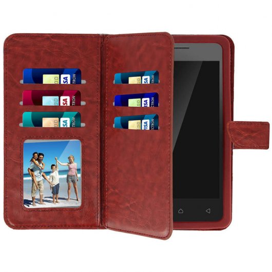 Avizar Funda Billetera Marrón para Smartphones 4.3" a 4.7"