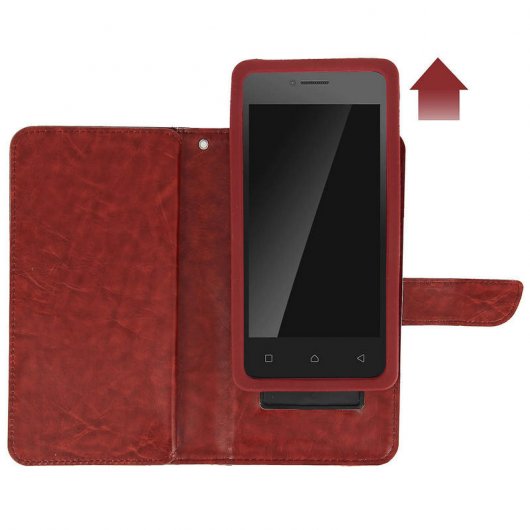 Avizar Funda Billetera Marrón para Smartphones 4.3" a 4.7"