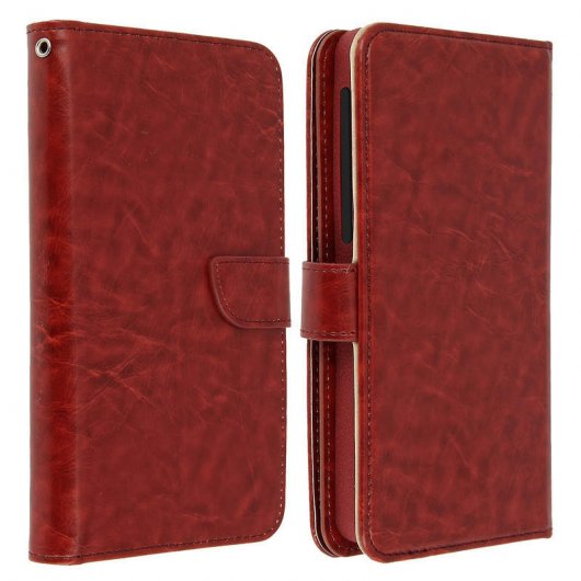 Avizar Funda Billetera Marrón para Smartphones 4.3" a 4.7"