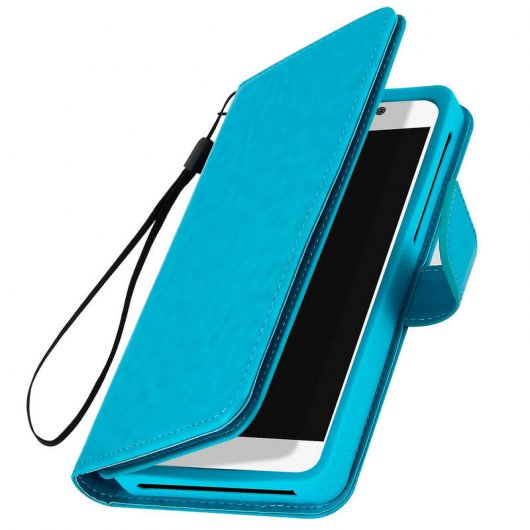 Custodia a portafoglio Avizar turchese per smartphone da 4,3" a 4,7"