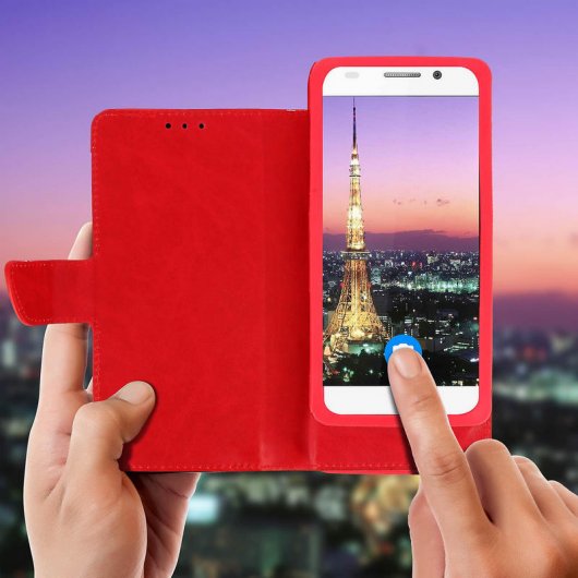 Avizar Funda Cartera Roja para Smartphones de 4.3" a 4.7"