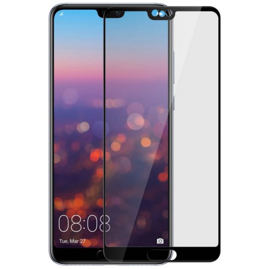 Avizar Protector Cristal Templado Antigrietas Borde Negro para Huawei P20