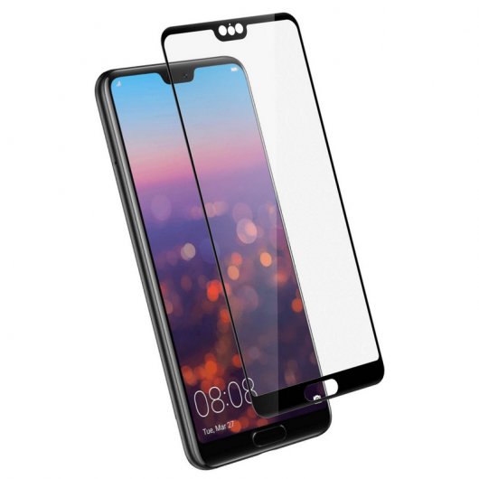 Avizar Protector Cristal Templado Antigrietas Borde Negro para Huawei P20