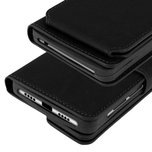 Avizar Schwarze Brieftaschenhülle für Smartphones von 5 bis 5,3 Zoll (FOLIO-VENUS-BK-XL)