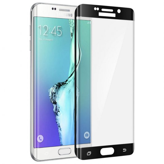 Avizar Protector Cristal Templado Curvo Bordes Negros para Samsung Galaxy S6 Edge Plus
