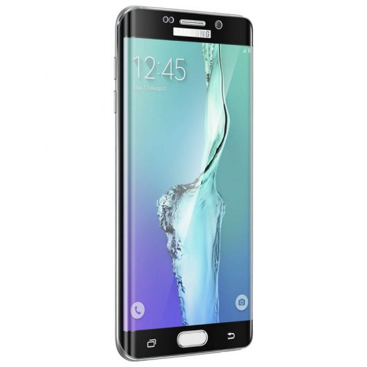 Avizar Protector Cristal Templado Curvo Bordes Negros para Samsung Galaxy S6 Edge Plus