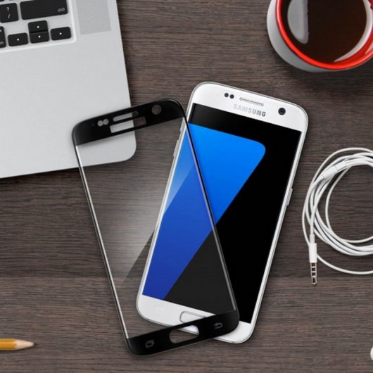 Avizar Curved Tempered Glass Protector mit schwarzen Kanten für Samsung Galaxy S7
