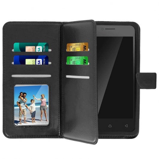 Avizar Schwarze Brieftaschenhülle für Smartphones von 4,3 bis 4,7 Zoll