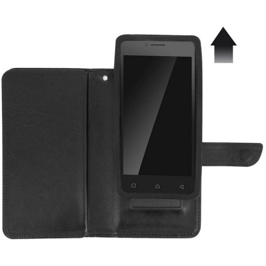 Avizar Schwarze Brieftaschenhülle für Smartphones von 4,3 bis 4,7 Zoll