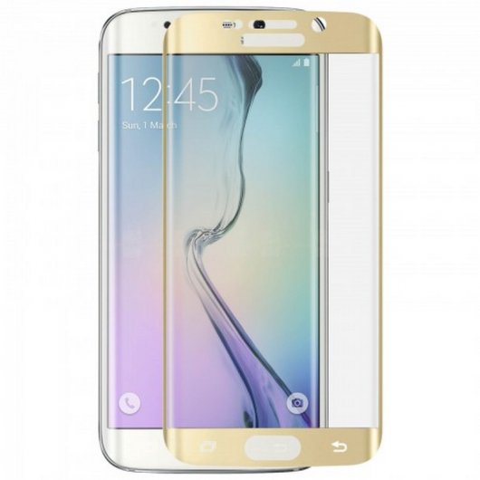 Avizar Protector Cristal Templado Curvo Borde Dorado para Samsung Galaxy S6 Edge