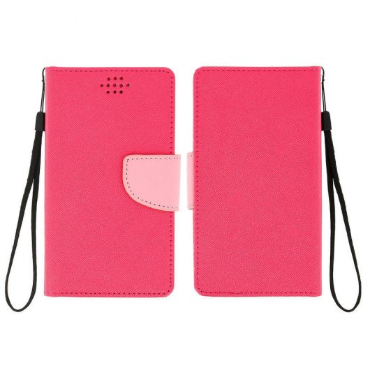 Avizar Funda Libro Fucsia/Rosa para Smartphone Max. 152x145x76mm