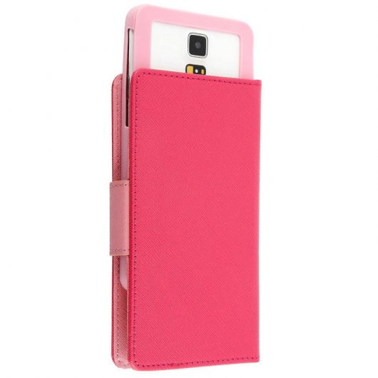 Avizar Funda Libro Fucsia/Rosa para Smartphone Max. 152x145x76mm