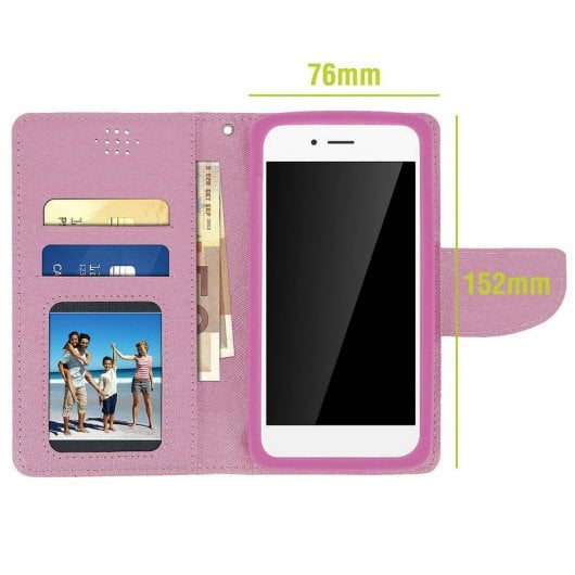 Avizar Funda Libro Rosa para Smartphone Max. 152x145x76mm