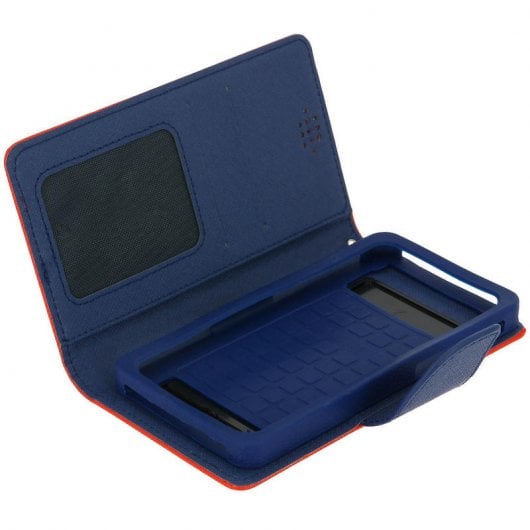 Custodia a libro Avizar rossa/blu per smartphone max. 152x145x76 mm