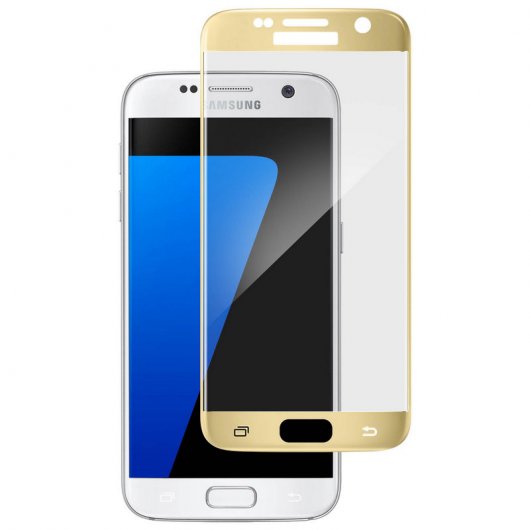 Avizar Protector Cristal Templado Curvo Borde Dorado para Samsung Galaxy S7