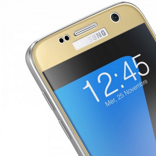 Avizar Protector Cristal Templado Curvo Borde Dorado para Samsung Galaxy S7