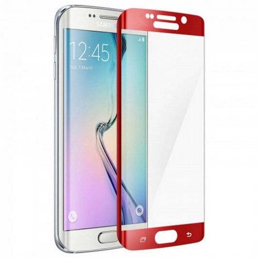 Avizar Protector Cristal Templado Curvo Borde Rojo para Samsung Galaxy S6 Edge
