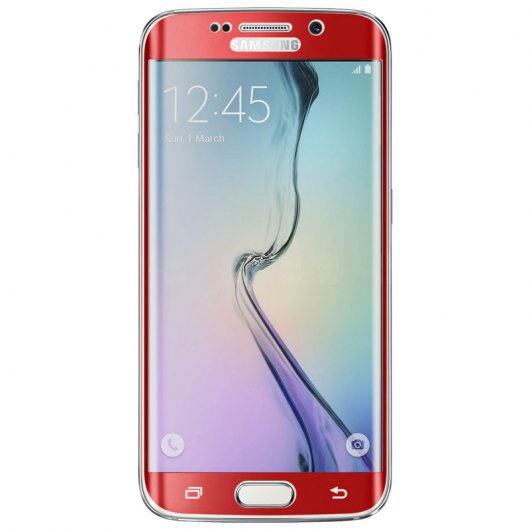Avizar Protector Cristal Templado Curvo Borde Rojo para Samsung Galaxy S6 Edge