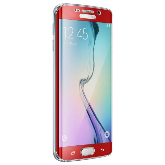 Avizar Protector Cristal Templado Curvo Borde Rojo para Samsung Galaxy S6 Edge