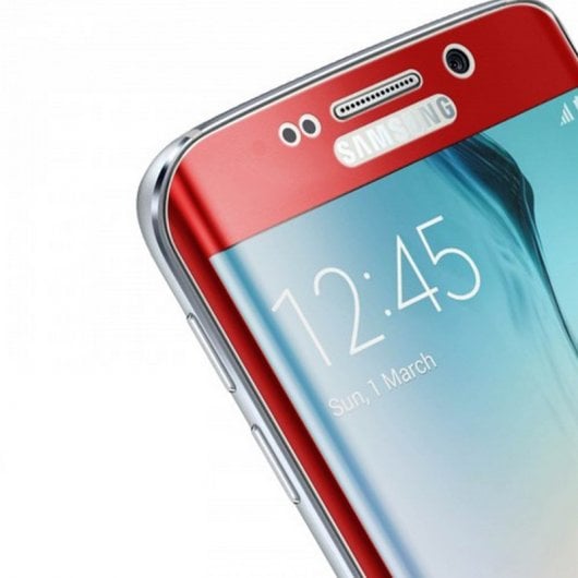 Avizar Protector Cristal Templado Curvo Borde Rojo para Samsung Galaxy S6 Edge