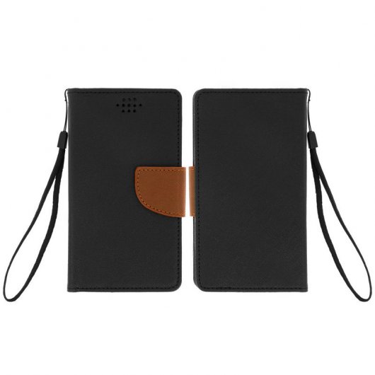 Avizar Funda Libro Negra/Marrón para Smartphone Max. 139x133x71mm