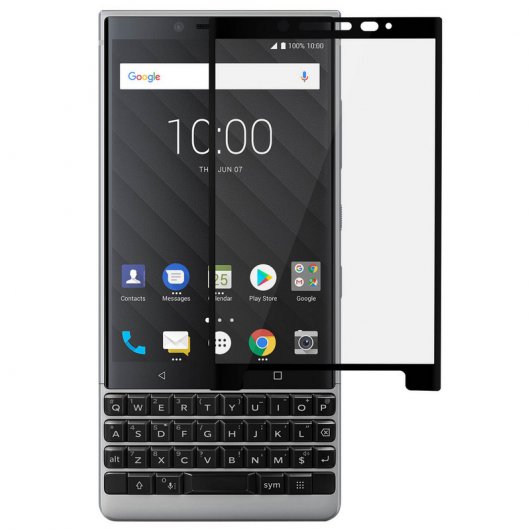 Avizar Protector Cristal Templado Antigrietas Borde Negro para BlackBerry Key 2