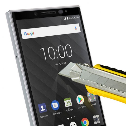 Avizar Protector Cristal Templado Antigrietas Borde Negro para BlackBerry Key 2