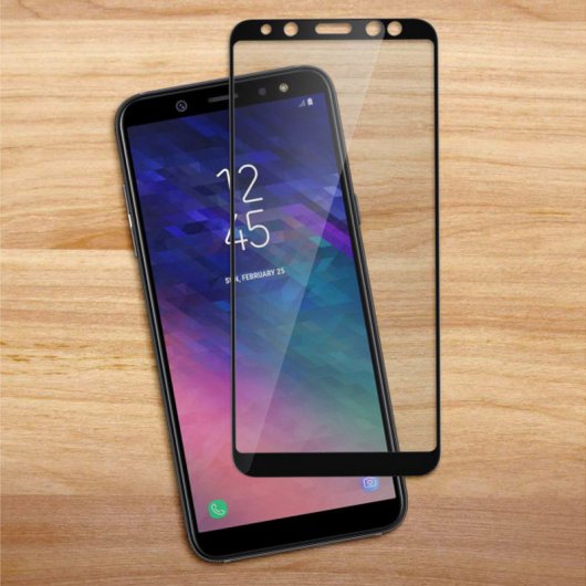 Avizar Protector Cristal Templado Borde Negro para Samsung Galaxy A6