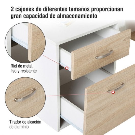 Homcom Mesa Oficina 140x55x92cm Blanco/Roble