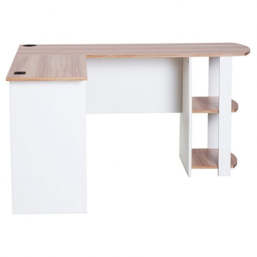 Homcom Mesa Esquinera Oficina 136x130x72cm Blanca/Madera