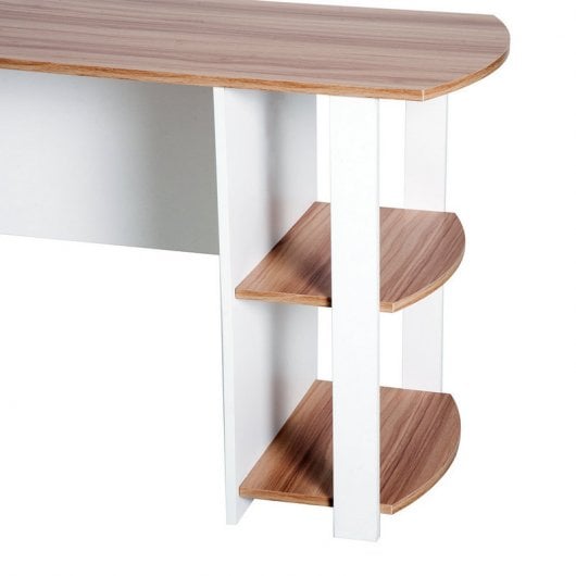 Homcom Mesa Esquinera Oficina 136x130x72cm Blanca/Madera