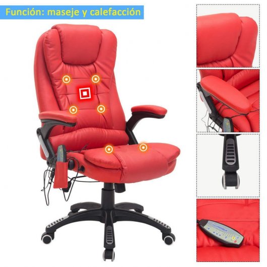 HomCom Silla Ejecutiva con Función Masaje Roja