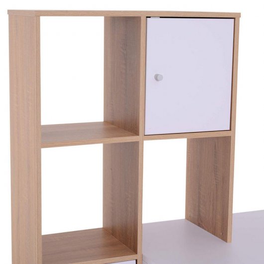 HomCom Mesa de Escritório com Estante 153x60x148cm Branca/Madeira