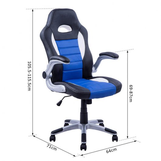 HomCom Racing Silla Negra/Azul/Blanca