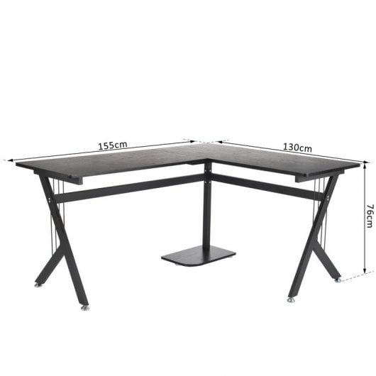Homcom Mesa Esquinera Oficina 155x130x76cm Negra