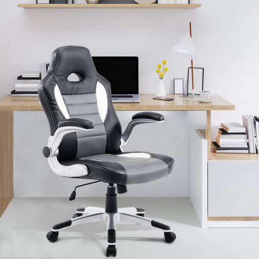 HomCom Silla Racing Negra/Gris/Blanca