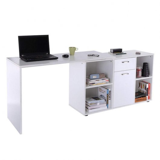 Homcom Mesa de Esquina para Escritório 127x56x10cm Branca
