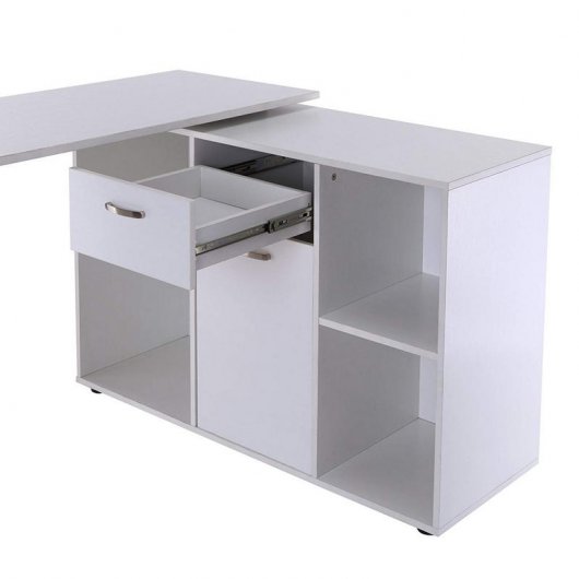 Homcom Mesa de Esquina para Escritório 127x56x10cm Branca